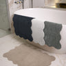 My Mat Soft Washable Bathroom Non Slip Oval, Scallop and Curve Shaped Soft Shag Rug in Beige - 50 x 80cm Scallop