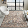Alia 697G5 Short Pile Grey Polypropylene Traditional Floral Bordered Rug - Medium 120x170 cm (4'x5'6")