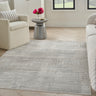 Glitz GLZ09 Classic Patchwork Silky Shimmer Silver Abstract Geometric Textured Hallway Runner Rug - Medium 119x180 cm (3'11"x5'11")