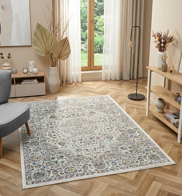 URCO Nova Zane Cream Polypropylene Traditional Vintage Bordered Rug - X-Small 40x60 cm (1'3"x1'11")