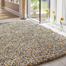 Origins Rocks Shaggy Hand Woven Wool Long Pile Rugs in Grey, Ochre, Blue, Multi - Ochre - 80x150cm (2'6"x5'0")