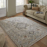 Consept Looms Legacy LEG05 Medallion Classic Grey Slate Cotton Persian Oriental Traditional Hallway Runner Rug - Runner 70x240 cm (2'3"x7'10")