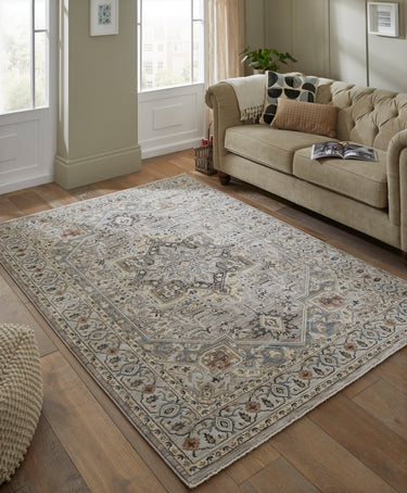 Consept Looms Legacy LEG05 Medallion Classic Grey Slate Cotton Persian Oriental Traditional Hallway Runner Rug - Runner 70x240 cm (2'3"x7'10")