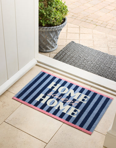 Home Sweet Home Blue Washable Non-Slip Indoor Doormat 50x75 cm
