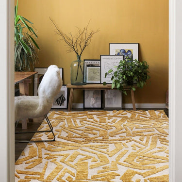 Asiatic London Mason Scatter Silky Yellow Gold Traditional Abstract Modern Rug - Medium 120x170 cm (4'x5'6")