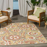 Nourison Aloha ALH17 Sage Green Rose Indoor Outdoor Washable Polypropylene Floral Rug - Medium 107x168 cm (3'6"x5'6")