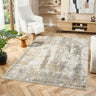 Delta Theta Cream Vintage Abstract Textured Distressed Rug - X-Large 200x290 cm (6'7"x9'6")