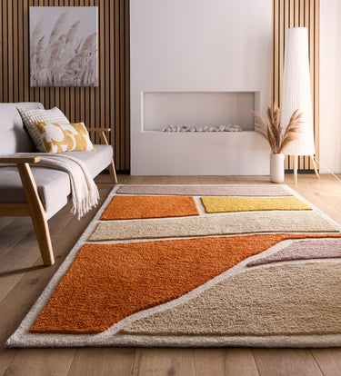 Origins Strata Terracotta Wool Abstract Textured Scandi Rug - Medium 120x170 cm (4'x5'6")