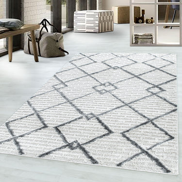 Ayyildiz Pisa Stylish 3D Tufted Soft Cream Hand-Carved Wool Polypropylene Geometric Rug 80x150 cm - 4701 Cream