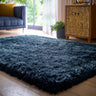 Origins Extravagance High Pile Fluffy Navy Blue Shaggy Modern Plain Rug - X-Small 60x120 cm (2'x4')