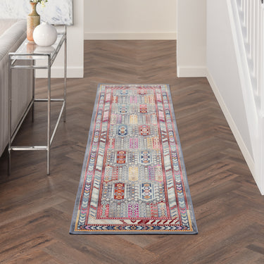 Kashan VKA06 Grey Multi Bordered Classic Polypropylene Persian Traditional Vintage Rug - Runner 61x183 cm (2'x6')