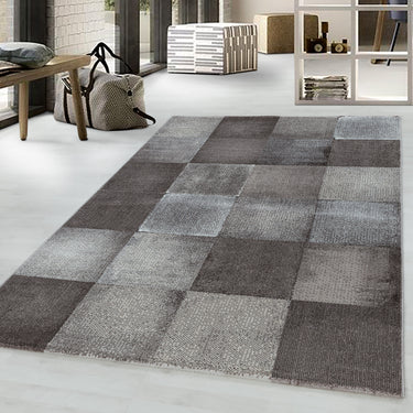 Costa 3526 Brown x5 Jute Polypropylene Checked Rug 80x150 cm