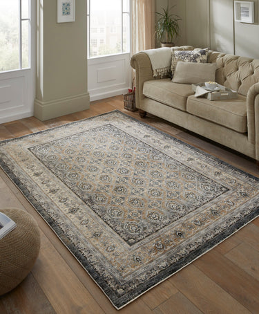 Consept Looms Legacy LEG02 Medallion Classic Slate Beige Cotton Persian Oriental Traditional Rug - Medium 120x180 cm (4'x6')