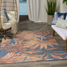 Nourison Aloha ALH43 Blue Rose Indoor Outdoor Polypropylene Floral Textured Rug - Large 160x226 cm (5'3"x7'5")