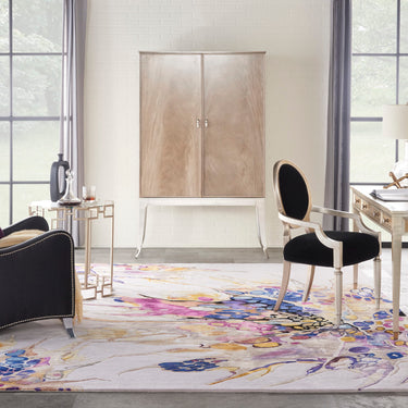 Nourison Prismatic PRS20 Hand-Tufted New Zealand Wool and Silk Floral Motifs Grey Lilac Multicolour Rug - 114 x 175 cm (3'9"x5'9")