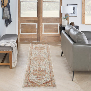 Sahar SHR06 Classic Ivory Rust Persian Traditional Vintage Floral Rug - Runner 69x310 cm (2'3"x10'2")