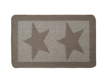My Stain Resistant Durable Stone Beige Star Washable Non-Slip Polypropylene Bordered Hallway Runner Rug - 50x80 cm (1'8"x2'7")