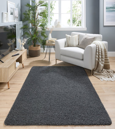 Origins My Charcoal Grey Washable Non-Slip Polypropylene Shaggy Rug - X-Small 60x100 cm (2'x4')