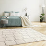 Nepal Cream Black Tile Bohomian Berber Hand Woven Wool Fringed Rug - X-Large 200x290 cm (6'7"x9'6")
