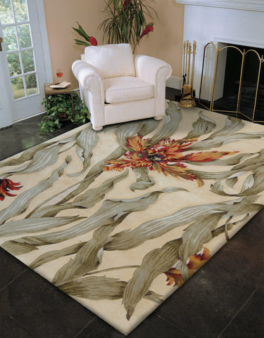 Nourison Tropics TS01 Ivory Pure Tufted Wool Cotton Floral Rug 160x230 cm