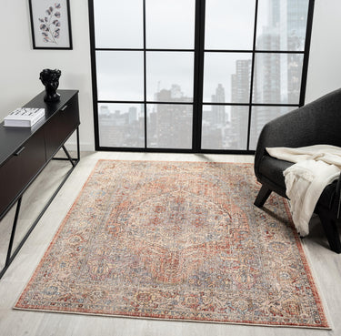 Alia 524AR Short Pile Grey Rose Polypropylene Traditional Floral Rug - Medium 120x170 cm (4'x5'6")