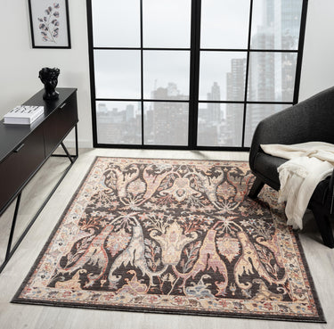 Alia 697GL Short Pile Cream Polypropylene Traditional Floral Bordered Rug - Medium 120x170 cm (4'x5'6")