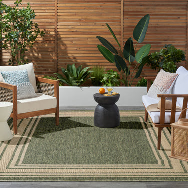 Horizon HOZ03 Green By Indoor Outdoor Polypropylene Geometric Flatweave Rug - Medium 152 x 213 cm (5'x7')