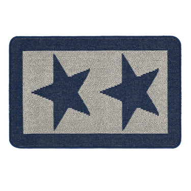 My Stain Resistant Durable Navy Blue Star Washable Non-Slip Polypropylene Bordered Hallway Runner Rug - 50x80 cm (1'8"x2'7")