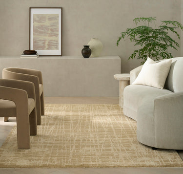 Calvin Latitude Shimmer LTD01 Taupe Fringe Abstract Textured Modern Rug - 160 x 229 cm (5'3"x7'6")