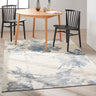 Calvin Enchanting ECH01 Ivory Grey Blue Polypropylene Abstract Floral Textured Rug - Small 97x152 cm (3'2''x5')