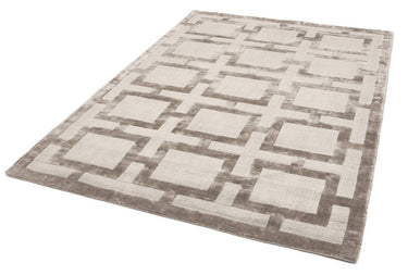Eaton Rug Modern Geometric Hand Woven Silky Viscose Metallic Sheen Super Soft Mocha Rug - Medium 120x180 cm (4'x6')