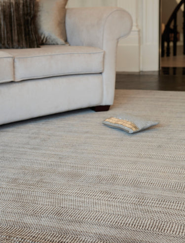 Darcy Mushroom Striped Luxury Hand-Woven Wool Viscose Geometric Rug - Small 80x120 cm (2'6"x4')