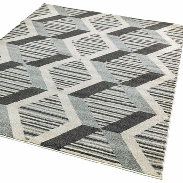 Asiatic London Colt CL12 Pyramid Diamond Grey Jute Polypropylene Geometric Textured Rug 120x170 cm