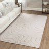 Asiatic London Axel AX03 Swirls Lines Cream Polypropylene Textured Scandi Rug - Small 80x140cm (2'6''x4'7'')