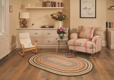 Origins Extra Colourful Oval Multicolour Handmade Jute Braided Bordered Rug 160x230 cm - Large 160x230 cm (5'3"x7'7")
