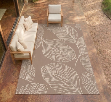Terrace Leaf Natural Indoor Outdoor Polypropylene Modern Rug - XX-Large 240x340 cm (8'x11'2")