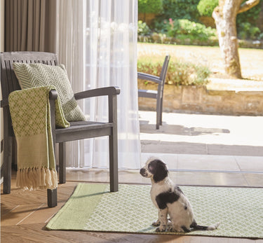 Hug Trellis Green Indoor Outdoor Washable Wool Textured Rug 160x230 cm