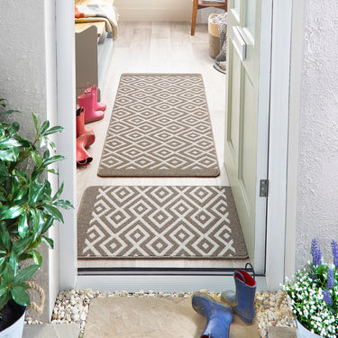 My Stain Resistant Cosy Stone Washable Non-Slip Polypropylene Geometric Doormat - Runner 67x200 cm (2'2"x6'7")