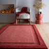 Origins Stacked Border Wine Red Wool Textured Bordered Rug - Medium 120x170 cm (4'x5'6")