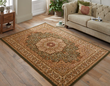 Grand Heritage GH101 Medallion Million Point Classic Green Polypropylene Persian Oriental Rug - Medium 120x170 cm (4'x5'6")