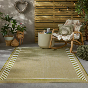 Consept Looms Terrazzo TRZ02 Garden Patio Living Framed Indoor Outdoor Handmade Polypropylene Bordered Rug - Green - X-Large 200x290 cm (6'7"x9'6")