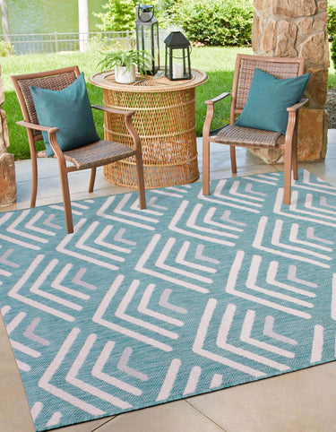 Chevron Garden Patio Picnic Travel Summer Breeze Indoor Outdoor Polypropylene Geometric Rug - Small 100x150 cm (3'4"x4'11")