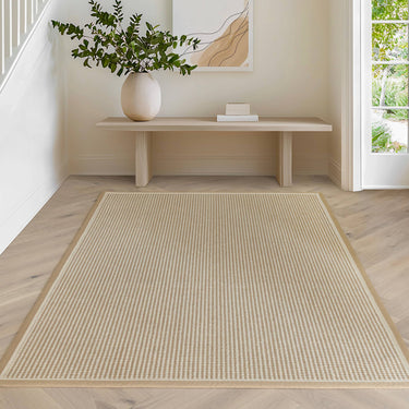 Korra Single Loop Linen Cream Wool & Jute Rug with Cotton Border - Large 160x230 cm (5'3"x7'7")