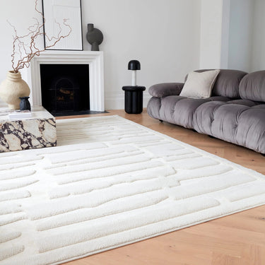 Asiatic London Valley Path Elegance Ivory Geometric Textured Scandi Rug 120x170 cm - Medium 120x170 cm (4'x5'6")