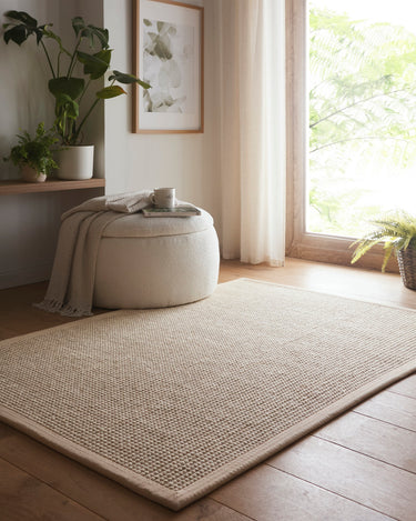 Origins Sisal Boucle Durable Classic Bordered Natural Beige Non-Slip Cotton Traditional Textured Rug - Medium 120x170 cm (4'x5'6")
