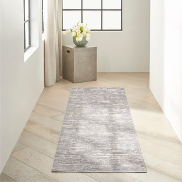Calvin Enchanting ECH03 Grey Beige Polypropylene Abstract Modern Rug - Runner 69x221 cm (2'3"x7'3")