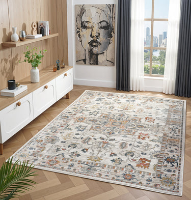 URCO Nova Floyd Distressed Cream Polypropylene Persian Traditional Vintage Hallway Runner Rug - Runner 66x200 cm (2'1"x6'6")
