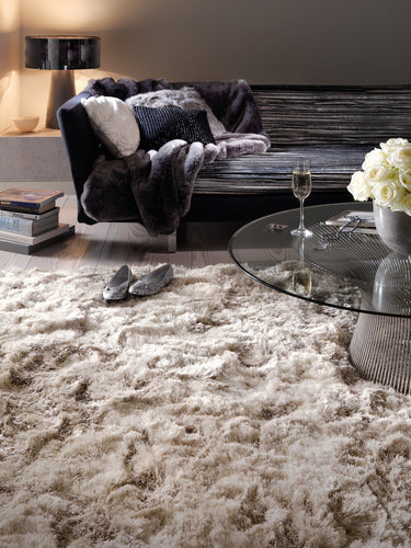 Plush Plain Shaggy High Pile Thick Silky Fluffy Soft Hand Woven Sand Beige Natural Rug - Medium 120x170 cm (4'x5'6")