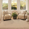 Origins Borders Hand Loom Woven Wool Bordered Rug Hallway in Natural Beige - Small 80x150 cm (2'6"x5')