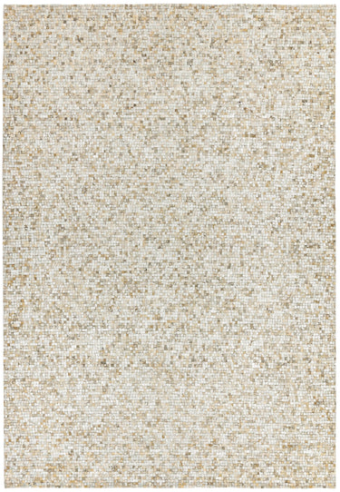 Elona Mosaic Cowhide Hand Made Flatweave Patchwork Leather Rug in Silver - Medium 120x170 cm (4'x5'6")